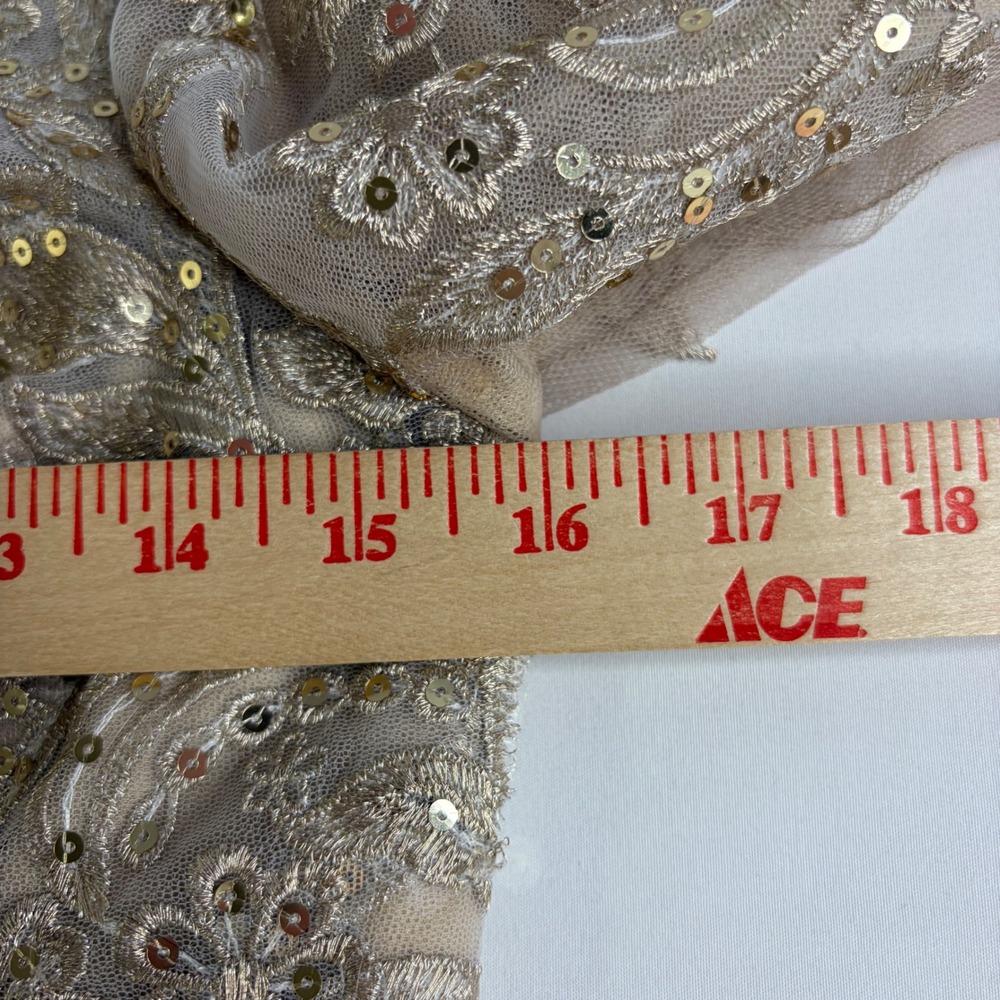 JJ's House Women One Shoulder Sequin Lace Tulle Gown Taupe Size 4 Prom Hoco Gala - Picture 10 of 11